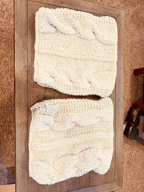 Handmade Cable Knit Cream Neck Warmers - Set of 2